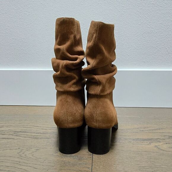 Blondo Tarrah Slouch Mid Calf Pointed Toe Suede Waterproof Boot in Chestnut - Picture 6 of 11